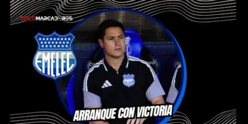 Ezequiel Medrán debutó con triunfo 2-1 en Emelec ante Leones FC. El Bombillo suma 35 puntos y busca alejarse del descenso en la recta final de LigaPro.