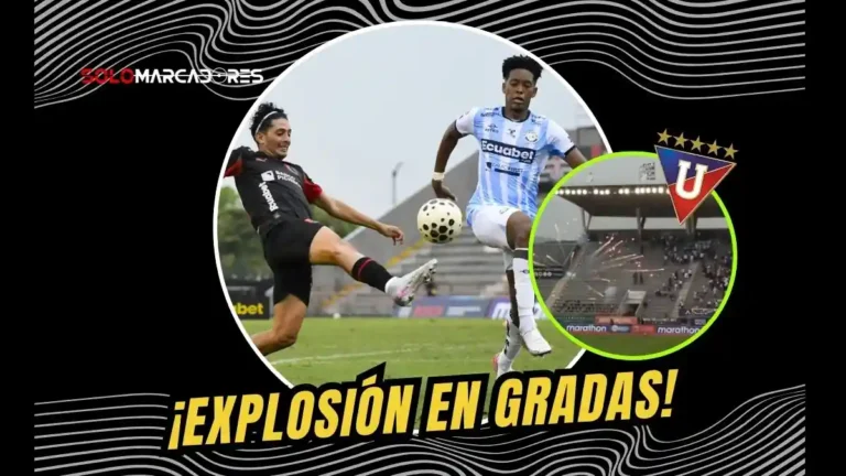 Incidentes en el Christian Benítez durante el Guayaquil City vs LDU. Lanzan pirotecnia a la barra alba; autoridades investigan sanciones.