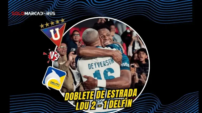 Michael Estrada anotó un doblete de cabeza en los minutos 90 y 100 para darle la victoria 2-1 a Liga de Quito frente a Delfín en Casa Blanca.
