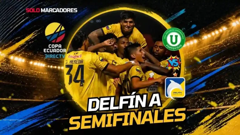 Delfín SC venció 2-0 a Liga de Portoviejo en el Reales Tamarindos con goles de Arce y Ayunta, clasificando a semifinales de la Copa Ecuador 2026.