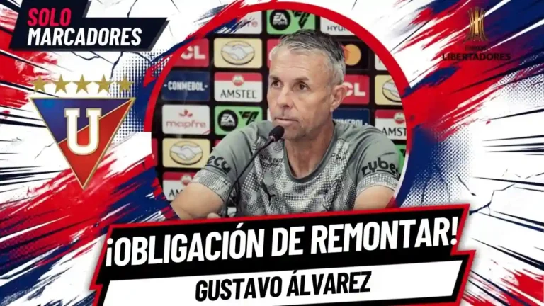 Gustavo Álvarez explica la estrategia de Liga de Quito para remontar el 1-0 ante Palmeiras en la revancha de los cuartos de final de la Libertadores 2026.