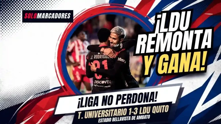 Liga de Quito venció 3-1 a Técnico Universitario en Ambato con goles de Estrada y los Rodríguez, asegurando su boleto al hexagonal principal.
