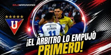 Analizamos la jugada donde el árbitro empujó primero a Michael Estrada antes de la reacción del delantero en el triunfo 2-1 de Liga de Quito.