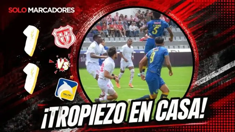 Técnico Universitario igualó 1-1 con Delfín por la fecha 1 del hexagonal por el no descenso. Delgado anotó para la localía y Ayunta empató.