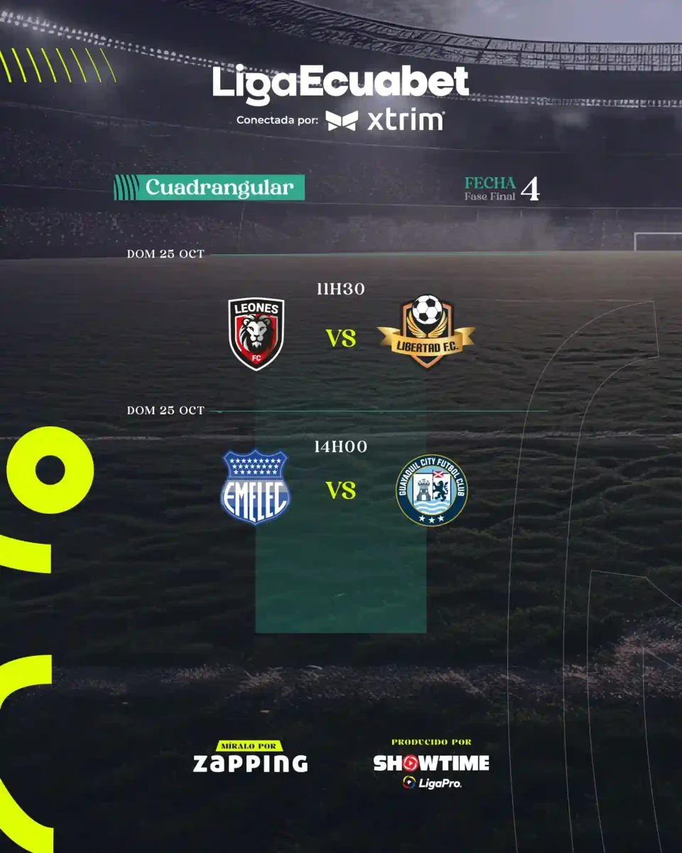 Definidos los horarios de la fecha 4 en los hexagonales y cuadrangular de la Liga Ecuabet 26 horarios de la fecha 4