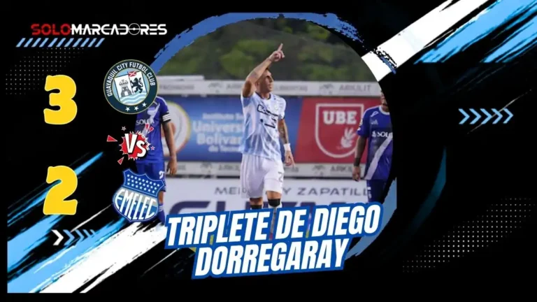 Guayaquil City superó un 0-2 en contra frente a Emelec con un hat-trick de Diego Dorregaray en un partido marcado por incidentes en la tribuna.