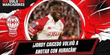 Jordy Caicedo no afloja su racha, pero a Huracán se le escapa el punto en el suspiro final 7 Jordy Caicedo convirtió de penal en el 1-2 de Huracán ante Gimnasia La Plata por el Torneo Clausura. Revisa los detalles del compromiso.