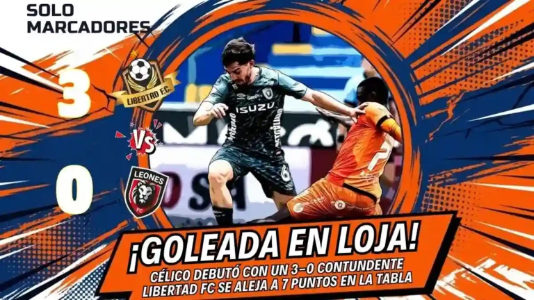 Libertad FC venció 3-0 a Leones FC en el Reina del Cisne por la Liga Ecuabet y se consolidó en la cima con 47 puntos.