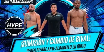 Mayton Perea fue sometido por Juan Albarello en 2:19 minutos en HYPE Quito tras la baja médica de Colby Covington previo al combate coestelar.