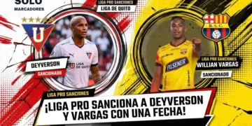 Sanciones en LigaPro: Una fecha de suspensión para Deyverson y Willian Vargas tras el choque en el Rodrigo Paz 1 Sanciones LigaPro para Deyverson y Willian Vargas con un partido tras el LDU vs. Barcelona SC. Revisa las multas económicas completas del acta.