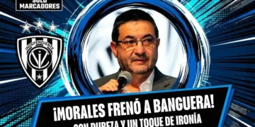 Santiago Morales frena a Máximo Banguera por polémica del Estadio Monumental 10 Santiago Morales respondió a Máximo Banguera tras sus dichos sobre IDV y la vuelta olímpica en el Monumental por la LigaPro.